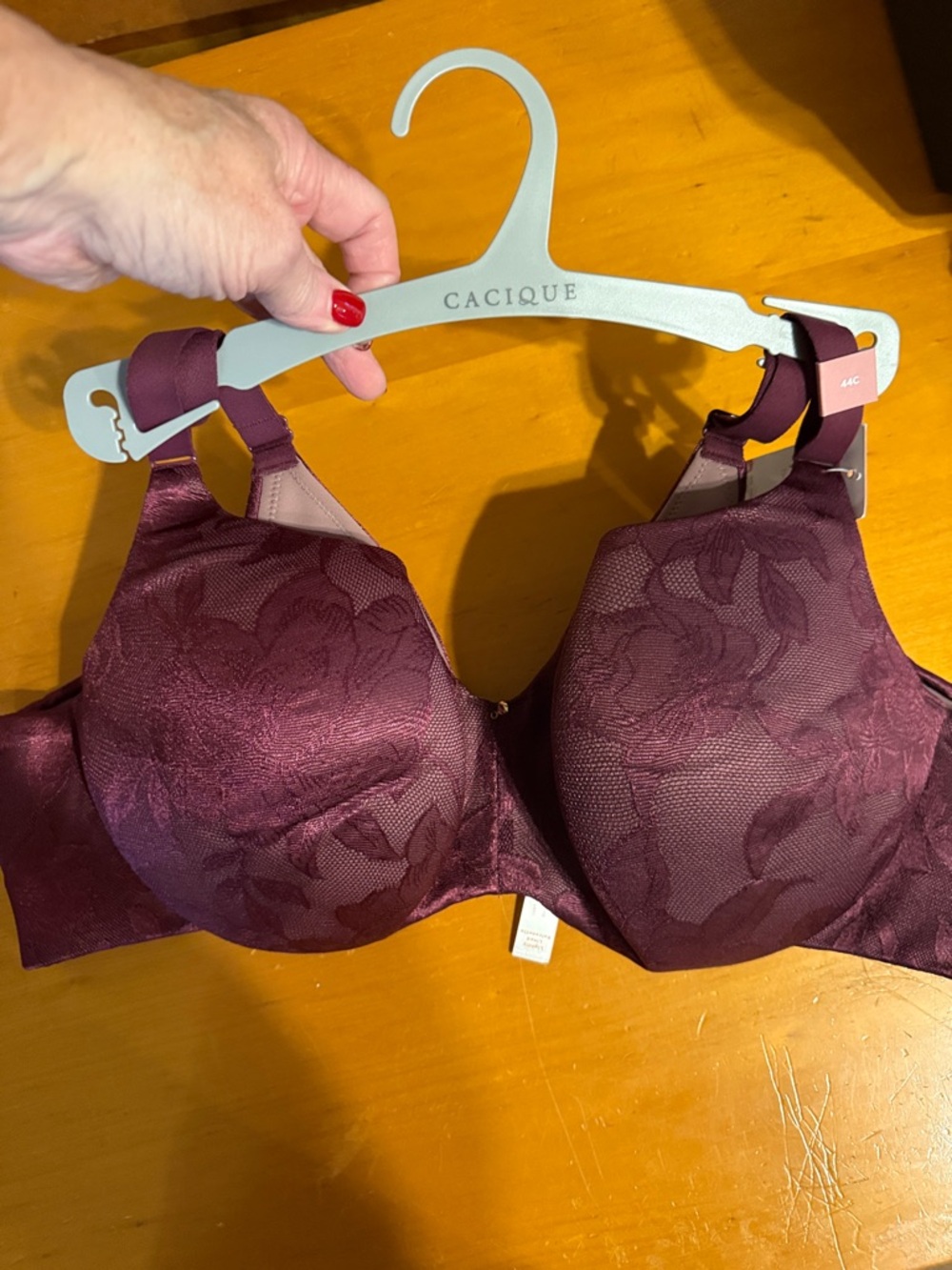 Cacique Deep Plum Lace Full-Coverage Bra with wire. Beautiful!